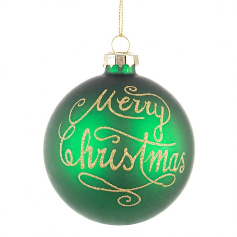 KUGLICA MERRY CHRISTMAS D80 ZEL. BIZ