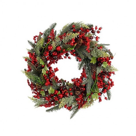 VIJENAC SMREKA I CRVENE BOBICE D50CM EDE