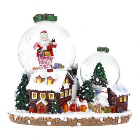 VODENA KUGLA DJEDICA I SELO 14X11X12CM TIM