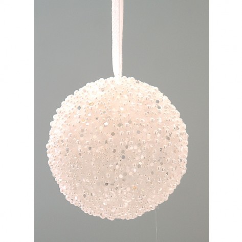 KUGLICA GLITTER 10CM BIJELA VET