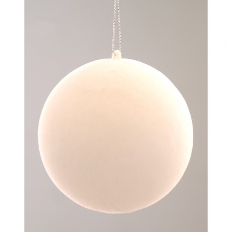 KUGLICA FLOCKED 10CM BIJELA VET