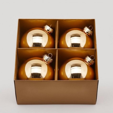 KUGLICE STAKLENE D10 4KOM L.GOLD EDG