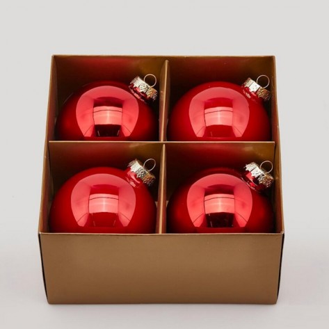 KUGLICE STAKLENE D10 4KOM CRVENE EDG