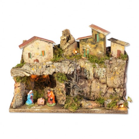 JASLICE SA SVIJETLOM I KUĆAMA 33X18X24CM ROS