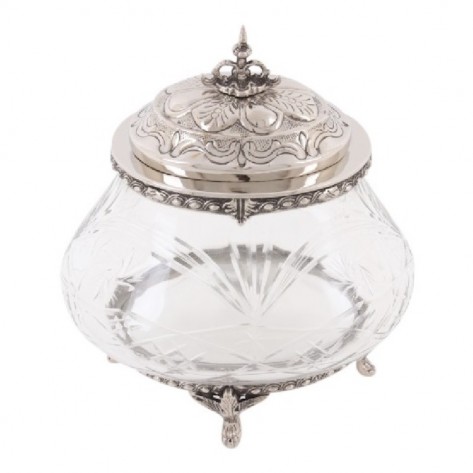 BOMBONIERA DECO FI23CM SREB. DUT