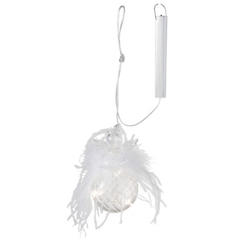 KUGLICA LED ANĐEO I PERJE 13,5CM BIJ. JOL