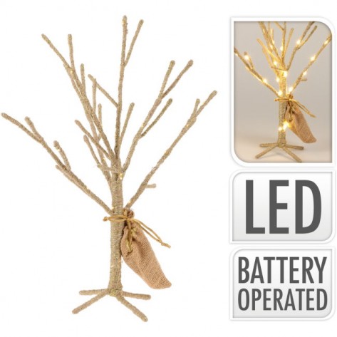 DRVO SVIJETLEĆE JUTA/LED 40CM GOLD KOOP