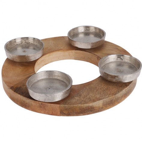 SVIJEĆNJAK 27CM 4S DRVO/MET. KOOP