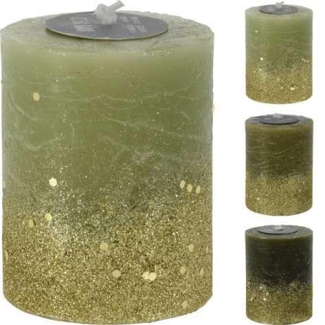 SVIJEĆA PILLAR RUSTIC GLITTER 9CM SORT KOOP