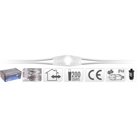 SREBRNA ŽICA SA 200LED LAMPICA ADPT. KOOP