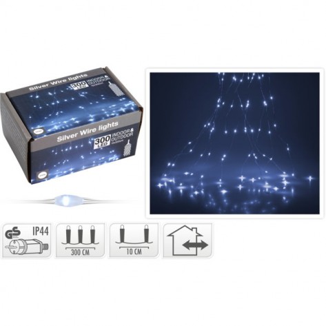 SREBRNA ŽICA SA 300LED LAMPICA BIJ. ADAPT. KOOP