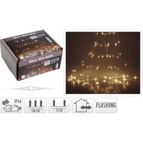 SREBRNA ŽICA SA 100LED LAMPICA WW ADPT. KOOP