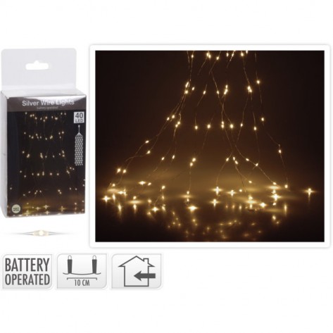 SREBRNA ŽICA CASCADE 40LED WW BO KOOP