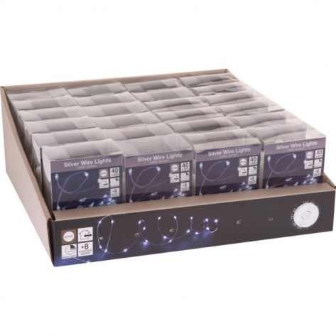 SREBRNA ŽICA SA 40LED LAMPICA BIJ. BO IP44 KOOP