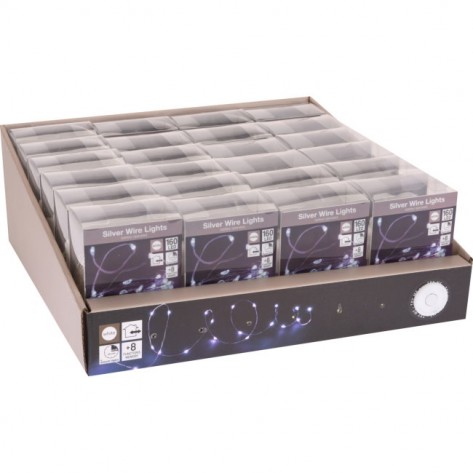 SREBRNA ŽICA SA 160LED LAMPICA BIJ. BO IP44 KOOP