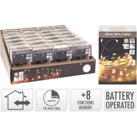 SREBRNA ŽICA SA 80LED LAMPICA WW BO IP44 KOOP