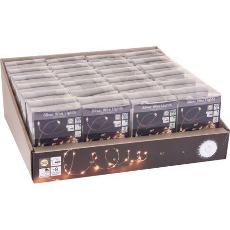 SREBRNA ŽICA SA 160LED LAMPICA WW BO IP44 KOOP