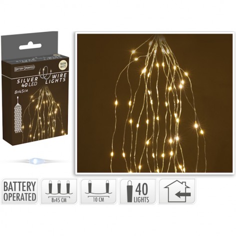 SREBRNA ŽICA CASCADE 40LED WW BO KOOP