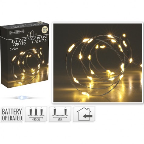 SREBRNA ŽICA SA 100LED LAMPICA WW KOOP