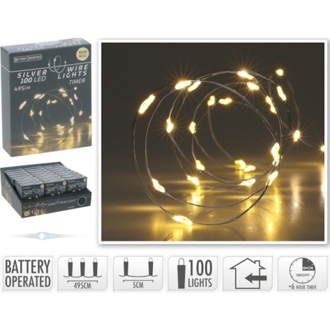 SREBRNA ŽICA 100LED WW KOOP