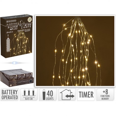 SREBRNA ŽICA SA 400LED LAMPICA WW BO KOOP