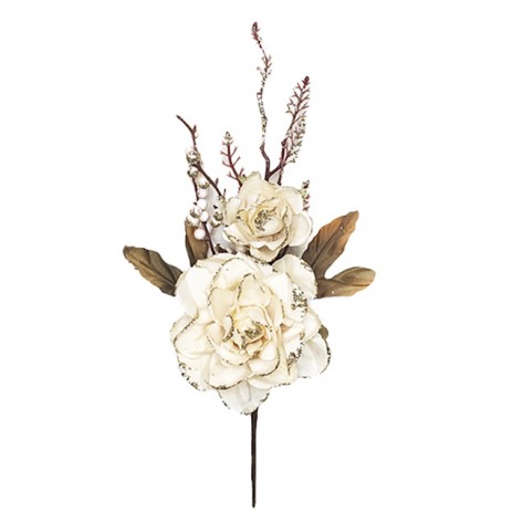 BUKET RUŽA/BOBICE NA ŠTAPU 31CM KREM DKO