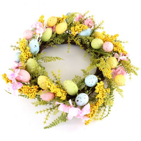 VIJENAC USKRSNI D50CM ROZA/ŽUT/ZEL. DKO