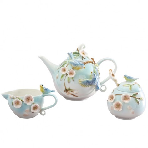 SET BIRDS ČAJNIK+POSUDE ZA ŠEĆER I MLIJEKO WER