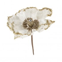 CVIJET BIJELI 16CM ZL.GLIT. WEI