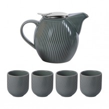 SET ČAJNIK 0,9L+4 ŠALICE MAO SIVI BAS