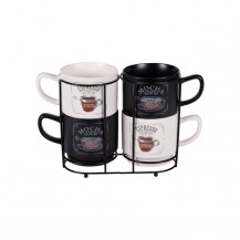 SET ŠALICA ZA KAVU MOCHA 39CL 4/1 NA STALKU BAS