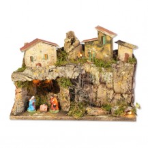 JASLICE SA SVIJETLOM I KUĆAMA 33X18X24CM ROS