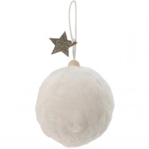 KUGLICA XMAS FAKE FUR 100MM BIJELA KOOP