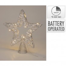 ZVIJEZDA SVIJETLEĆI VRH ZA BOR 28CM LED SREB. KOOP