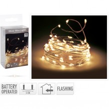 SREBRNA ŽICA SA 40LED LAMPICA WW FLASH KOOP