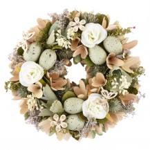 VIJENAC CVIJETNI S JAJIMA D23,5CM ZEL/BIJ/NAT DKO