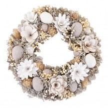 VIJENAC CVIJETNI S JAJIMA D32CM BIJ/NAT DKO